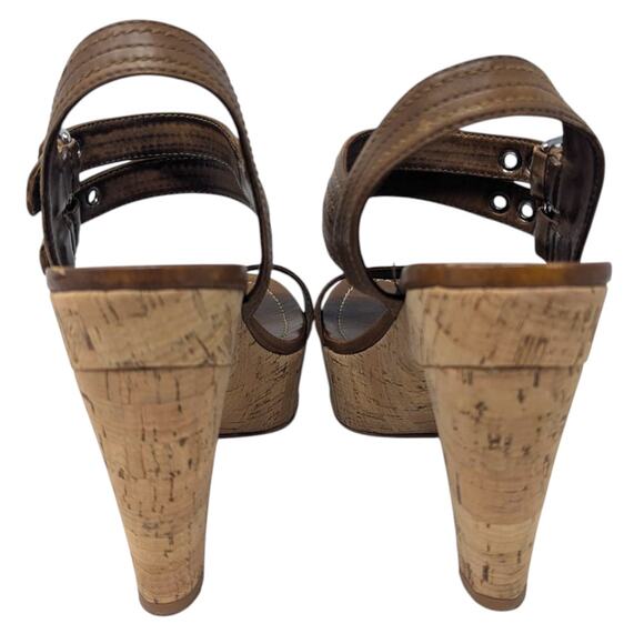 Miu Miu Brown Cork Platform Sandals Double Buckle Heels Size 41 - Picture 5 of 6